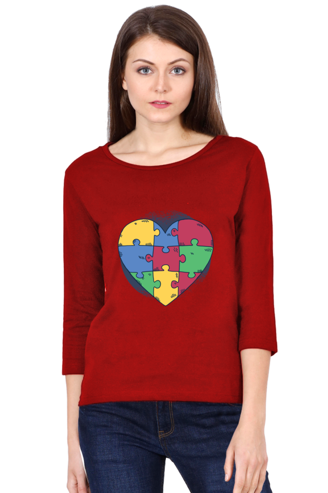 Autism Heart Puzzle Round Neck Full Sleeve