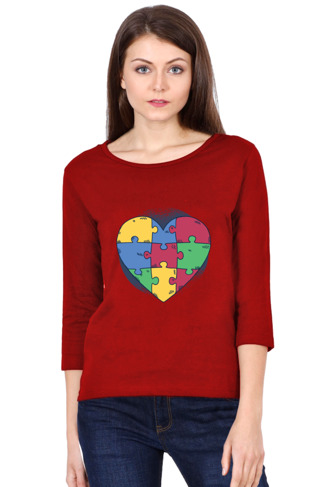 Autism Heart Puzzle Round Neck Full Sleeve