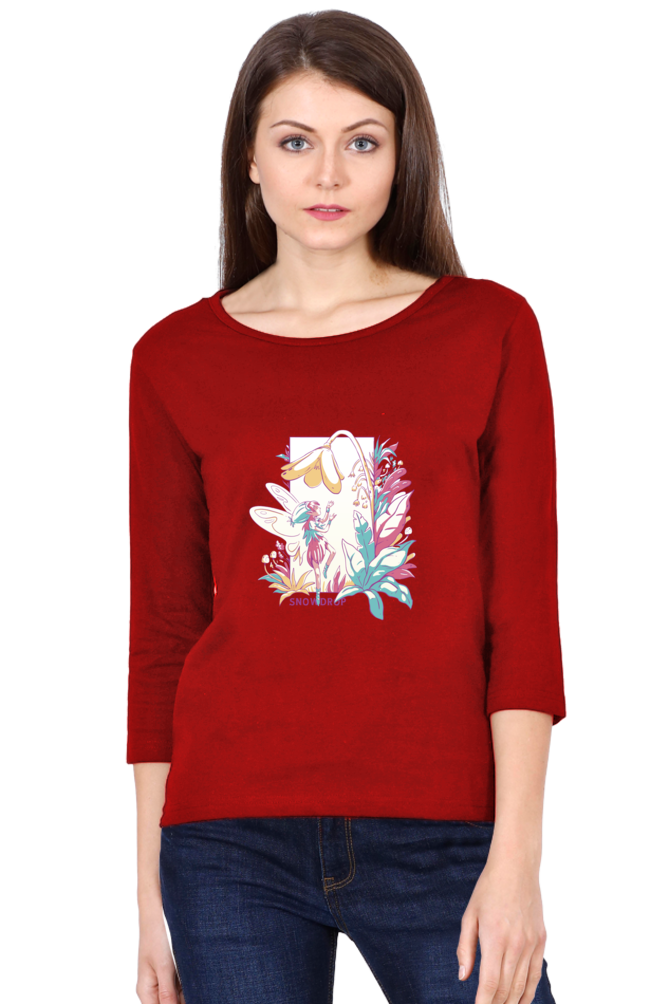 Small Fairy With Flowers Round Neck Full Sleeve
