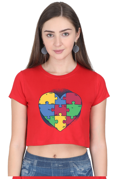 Autism Heart Puzzle Crop Top