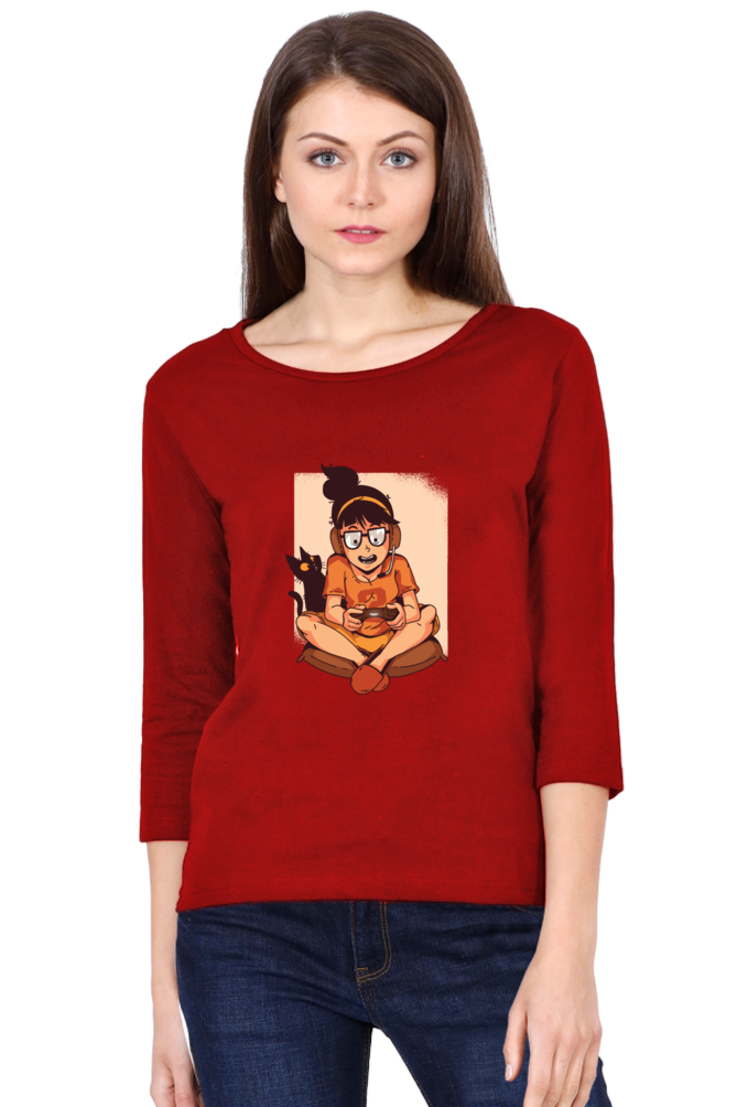 Gamer Girl Round Neck Full Sleeve