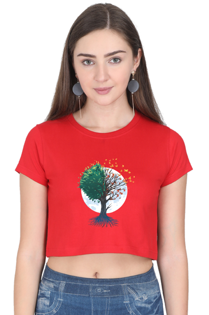 Tree Of Butterflies Autumn Crop Top