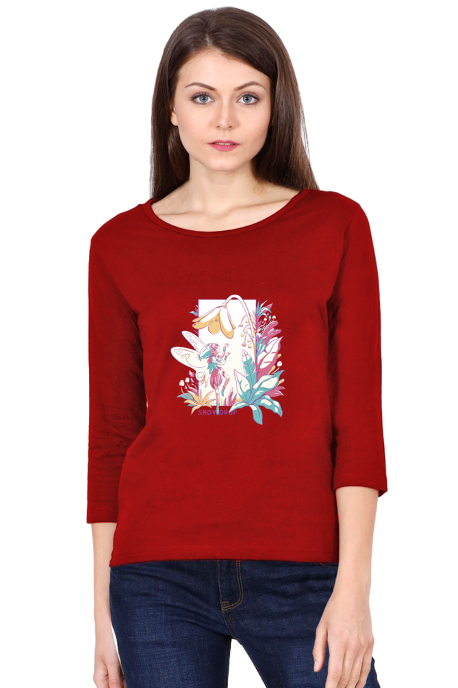 Small Fairy With Flowers Round Neck Full Sleeve