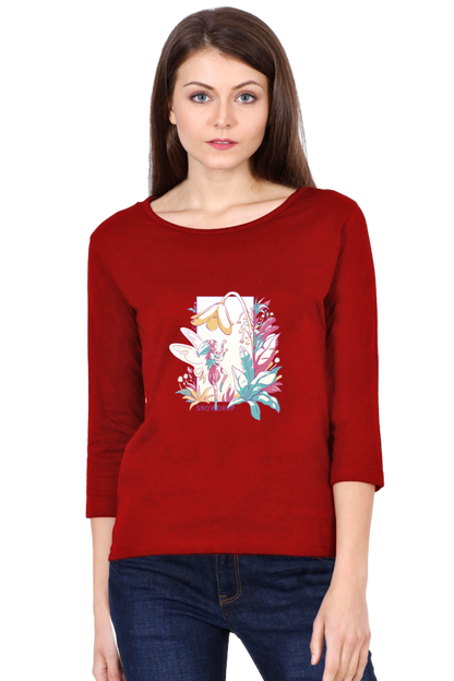 Small Fairy With Flowers Round Neck Full Sleeve