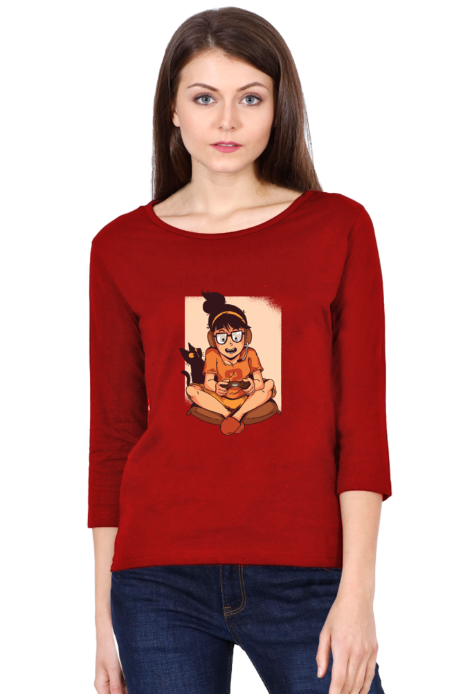 Gamer Girl Round Neck Full Sleeve
