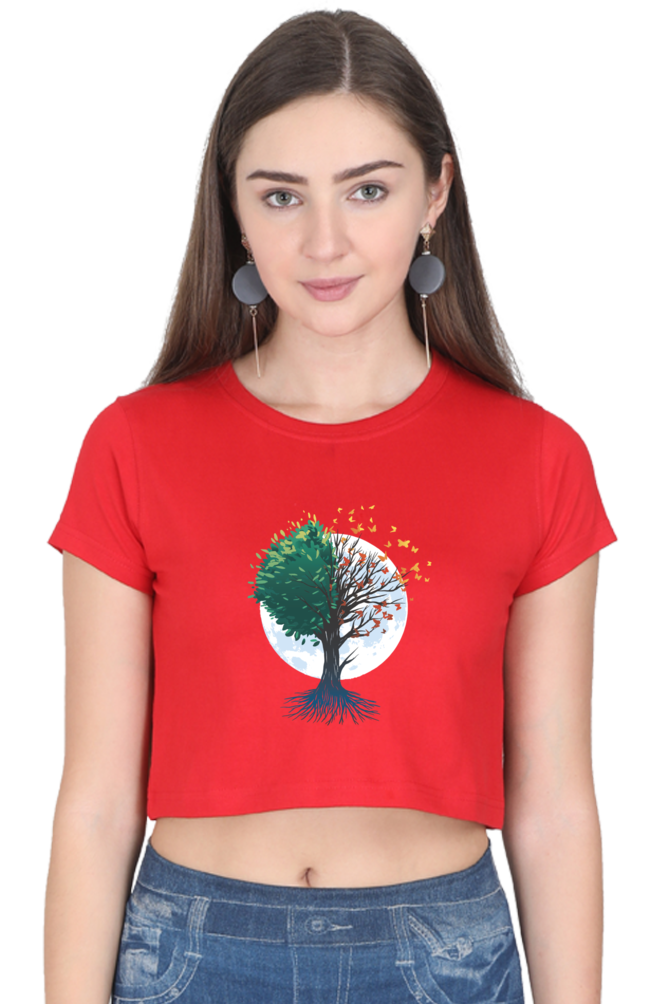 Tree Of Butterflies Autumn Crop Top