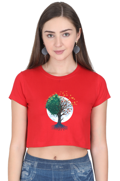 Tree Of Butterflies Autumn Crop Top