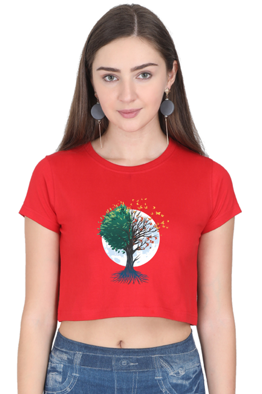Tree Of Butterflies Autumn Crop Top