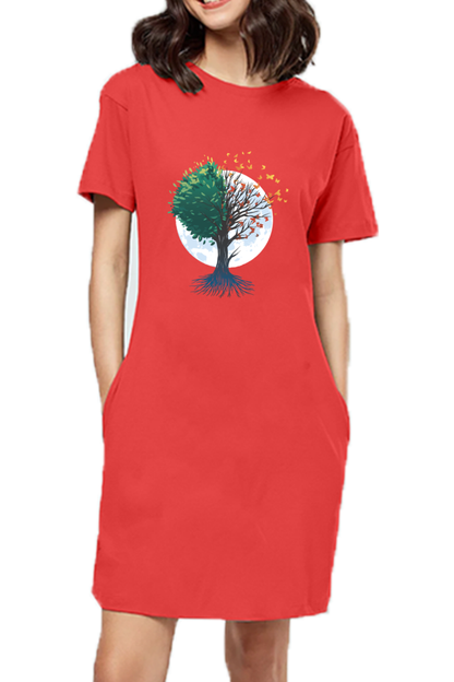 Tree Of Butterflies Autumn T-Shirt Dress