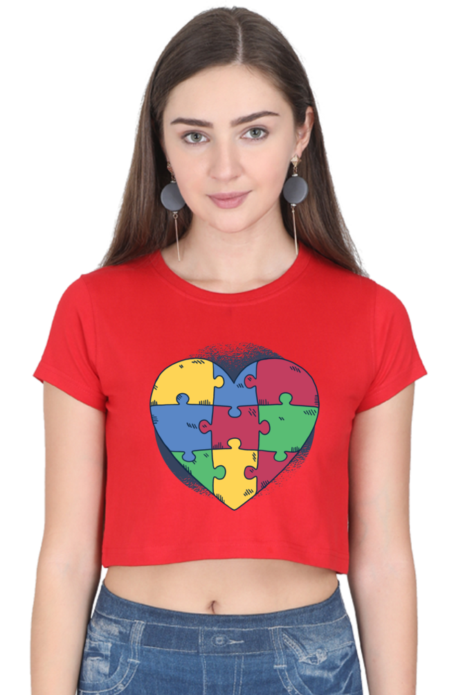 Autism Heart Puzzle Crop Top
