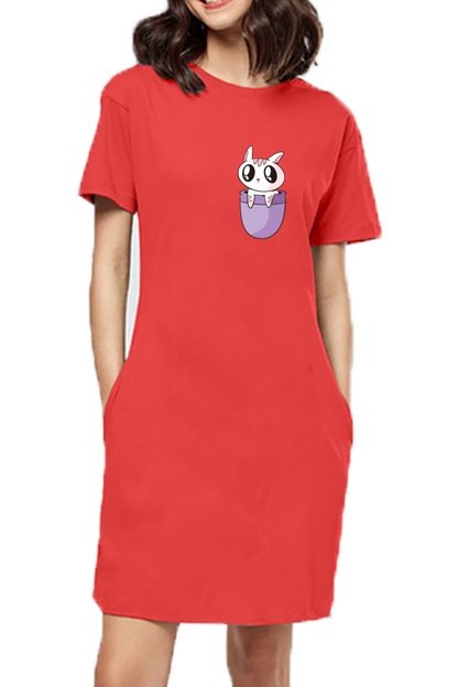 Pocket Cat T-Shirt Dress