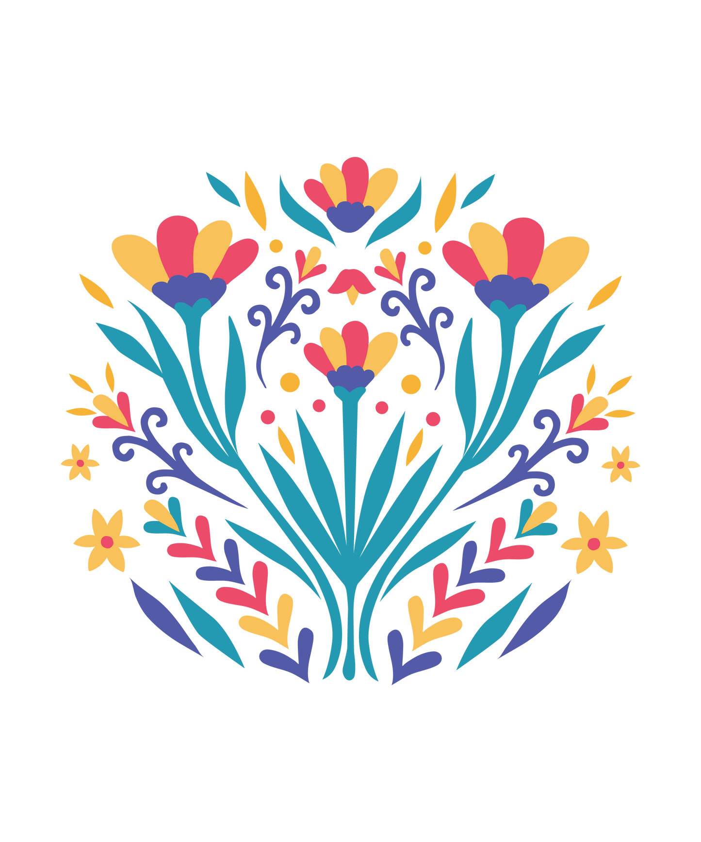 Otomi Flower Flat Hooded Sweat Shirt