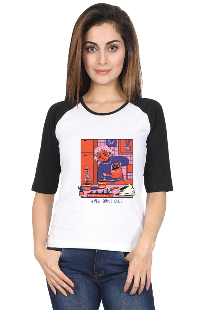 Girl Watering Plant Raglan Full Sleeve