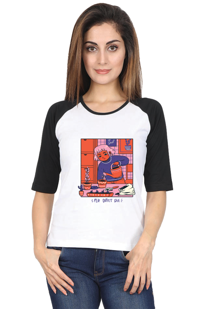 Girl Watering Plant Raglan Full Sleeve