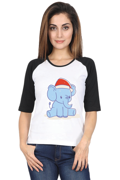 Elephant Christmas Hat Raglan Full Sleeve