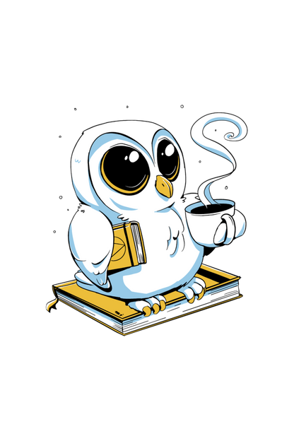 Cute Owl Book Coffee Supima T-Shirt