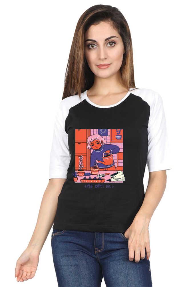 Girl Watering Plant Raglan Full Sleeve