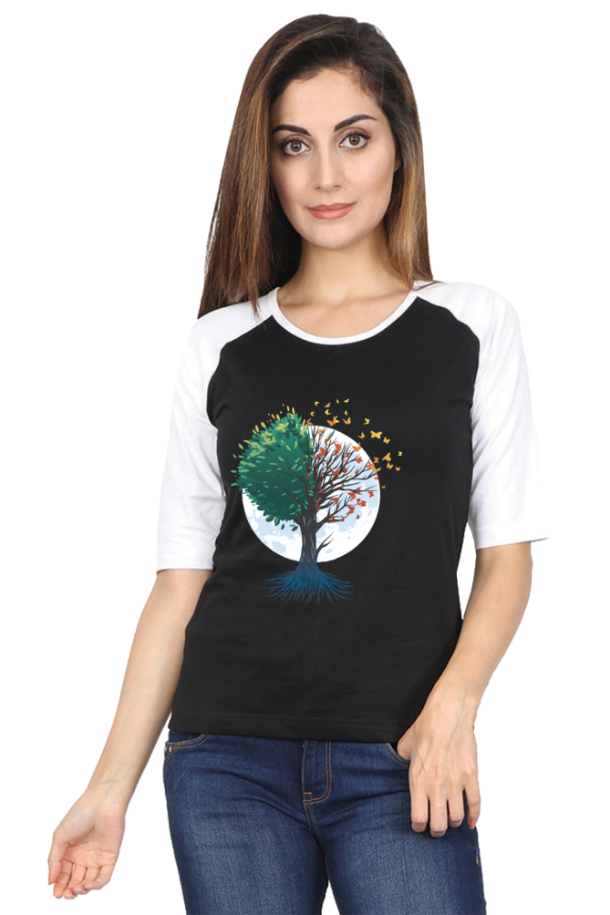 Tree Of Butterflies Autumn Raglan Full Sleeve
