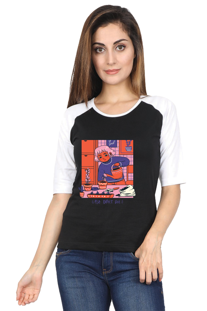 Girl Watering Plant Raglan Full Sleeve