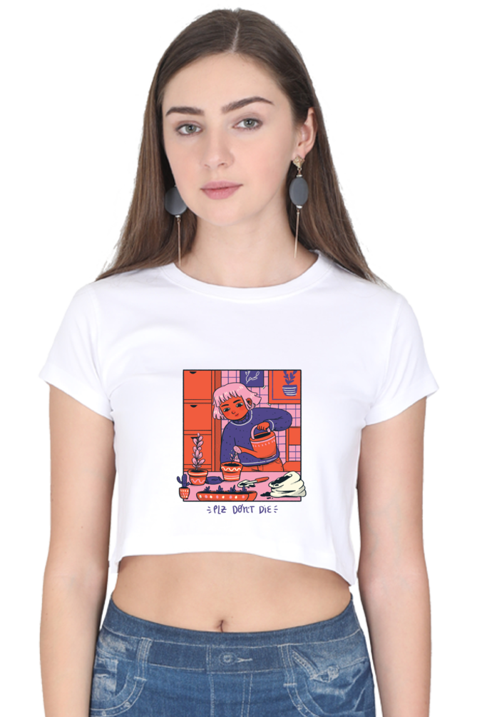 Girl Watering Plant Crop Top