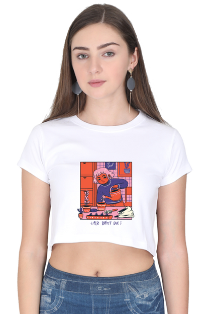 Girl Watering Plant Crop Top
