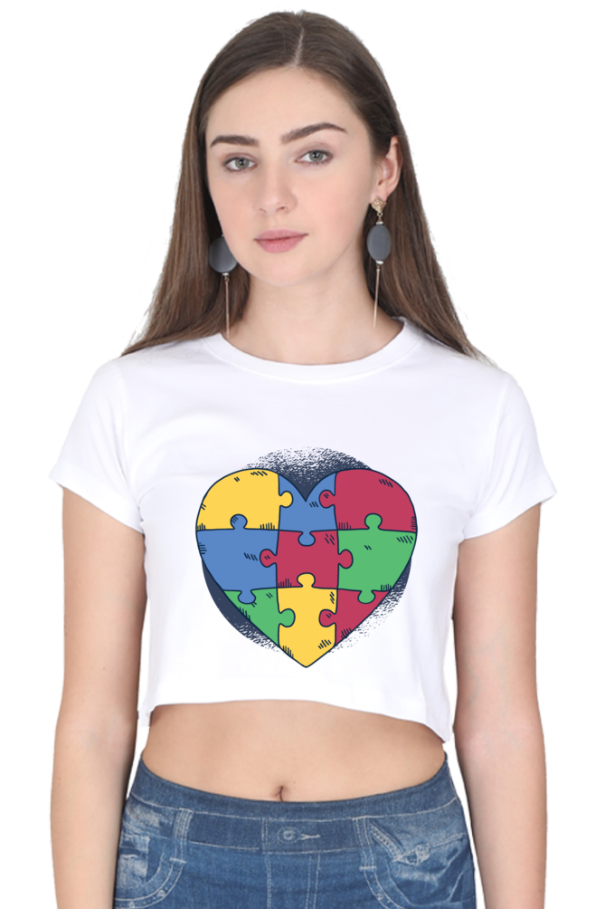 Autism Heart Puzzle Crop Top
