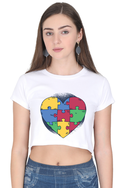 Autism Heart Puzzle Crop Top