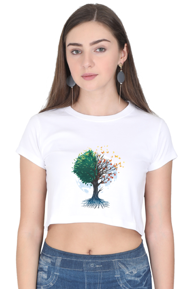 Tree Of Butterflies Autumn Crop Top
