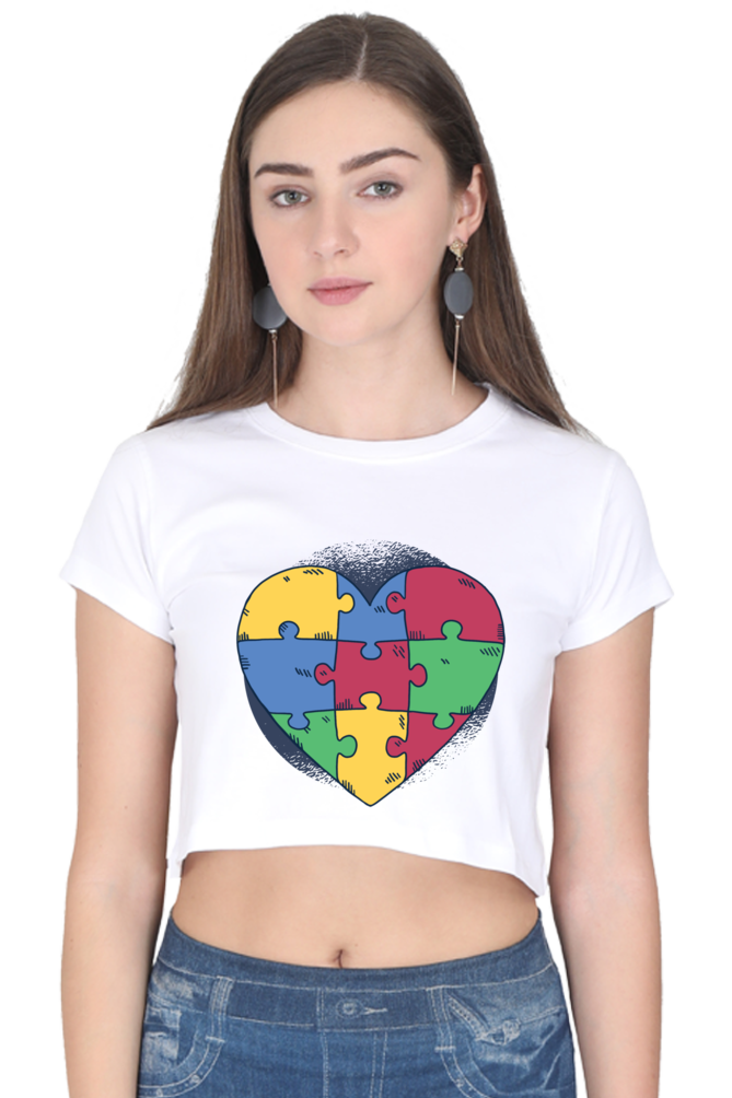 Autism Heart Puzzle Crop Top