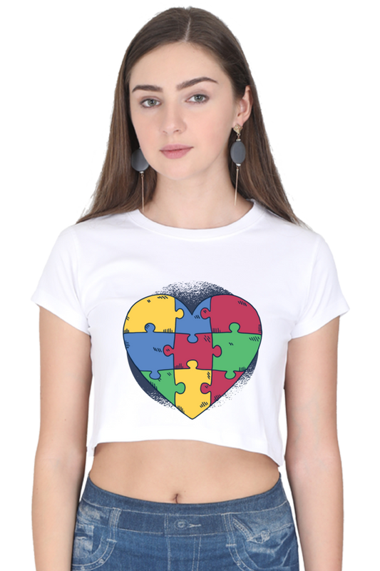 Autism Heart Puzzle Crop Top