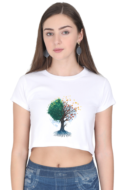 Tree Of Butterflies Autumn Crop Top