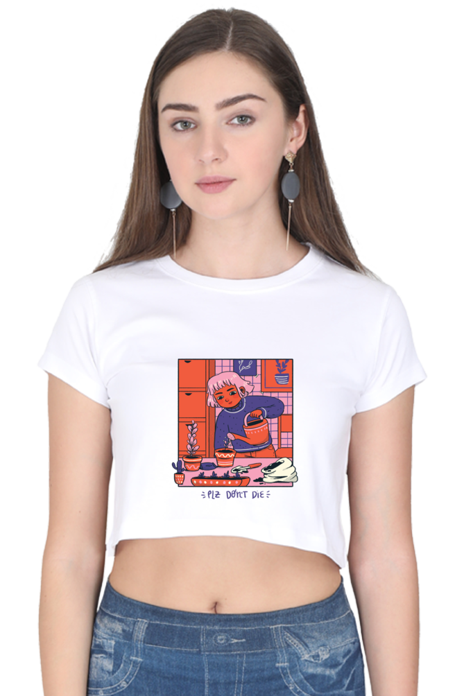 Girl Watering Plant Crop Top