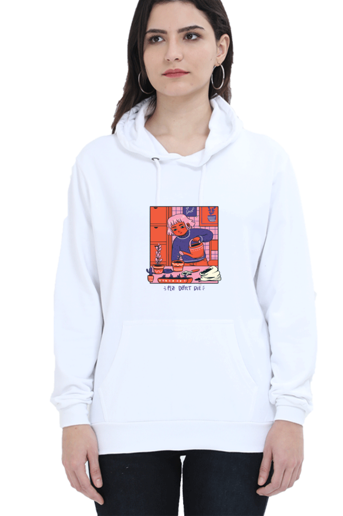 Girl Watering Plant Hooded Sweat Shirt