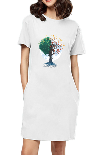 Tree Of Butterflies Autumn T-Shirt Dress