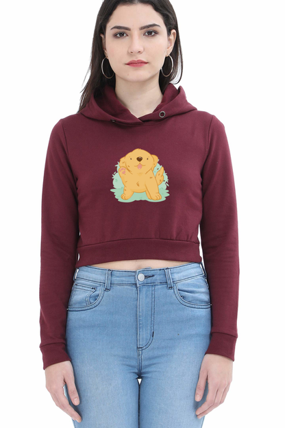 Golden Kawaii Crop Hoodie