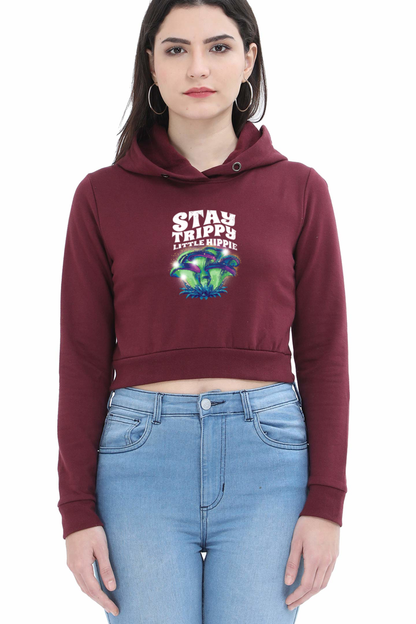 Magic Mushrooms Fantasy Crop Hoodie