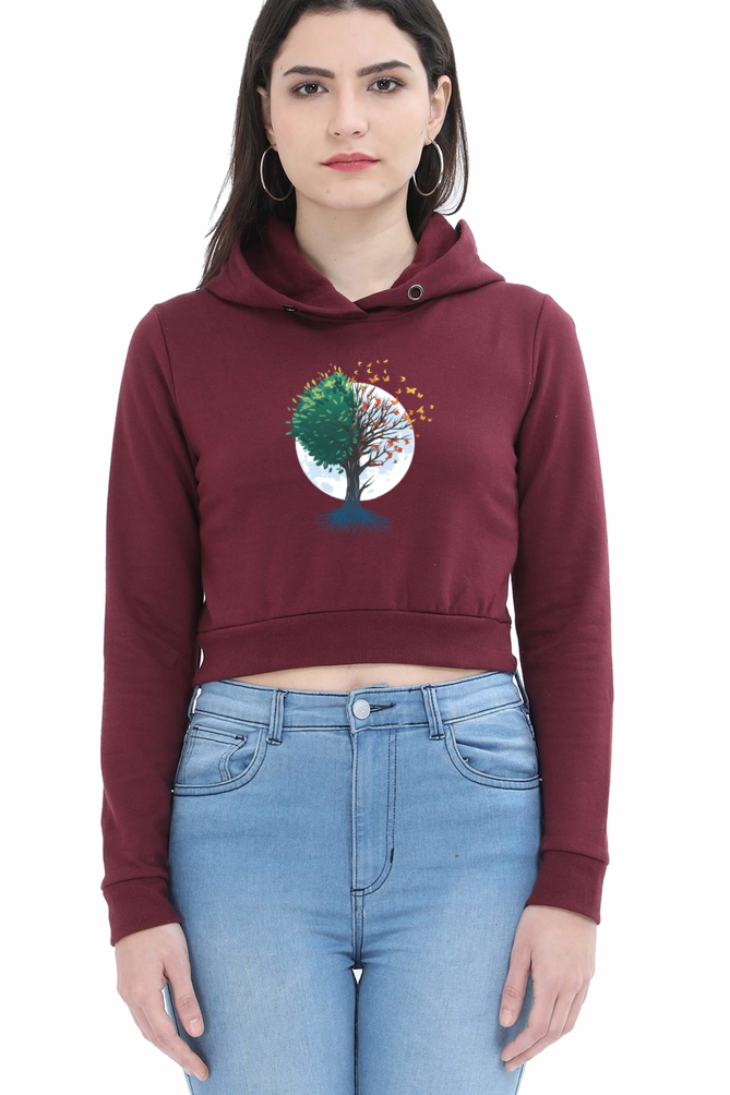 Tree Of Butterflies Autumn Crop Hoodie