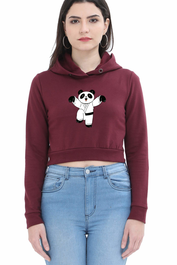 Karate Panda Crop Hoodie