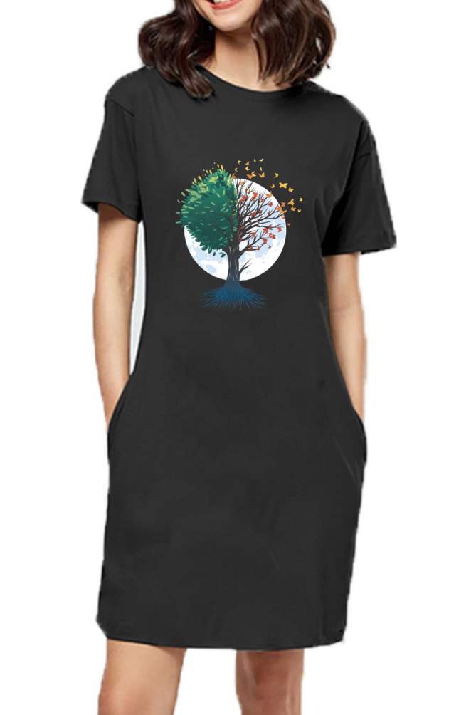 Tree Of Butterflies Autumn T-Shirt Dress