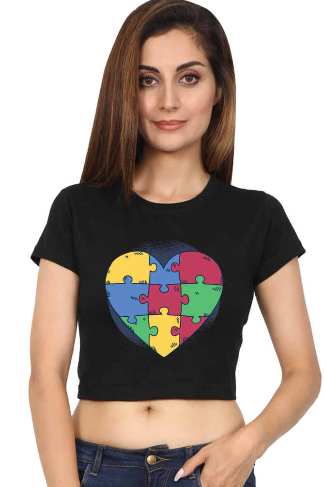 Autism Heart Puzzle Crop Top