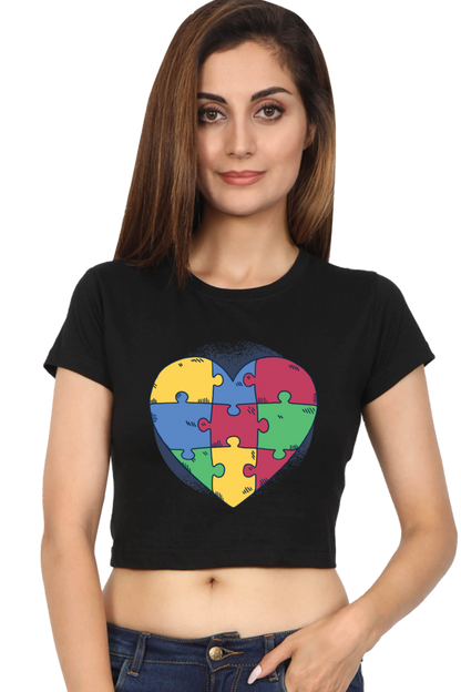 Autism Heart Puzzle Crop Top