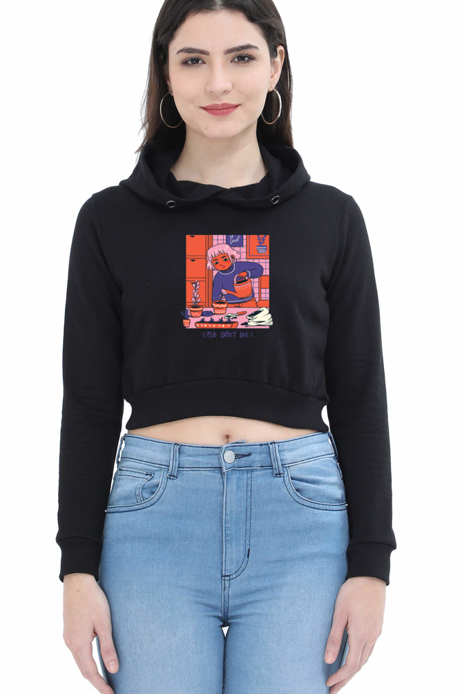 Girl Watering Plant Crop Hoodie