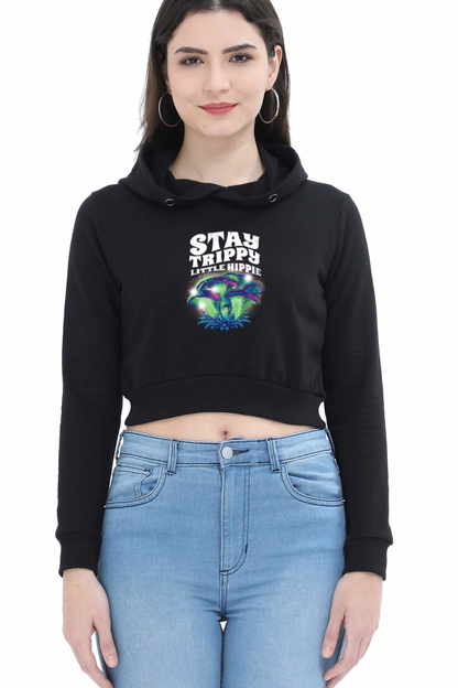 Magic Mushrooms Fantasy Crop Hoodie