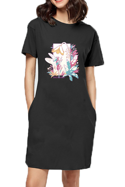 Small Fairy With Flowers T-Shirt Dress