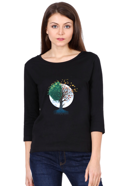 Tree Of Butterflies Autumn Round Neck Full Sleeve