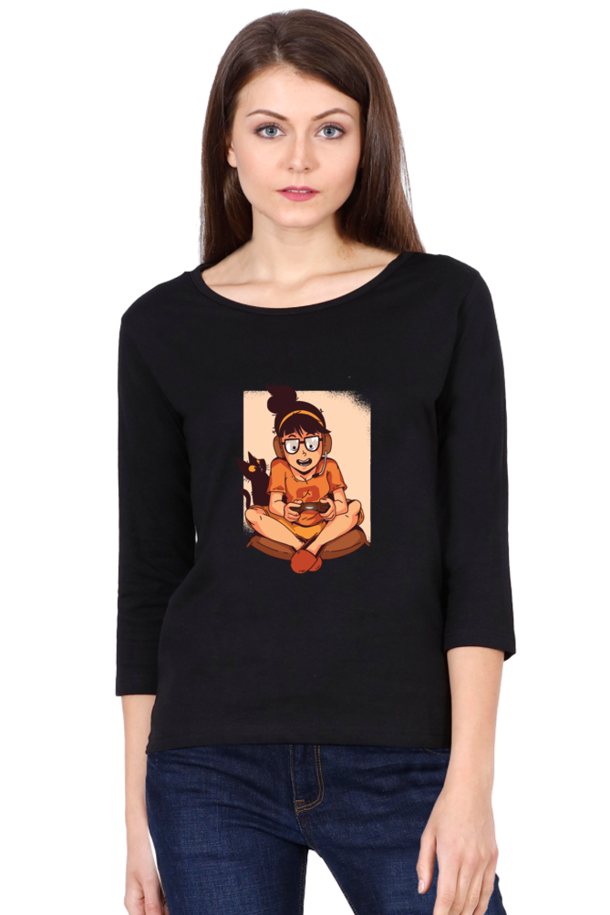 Gamer Girl Round Neck Full Sleeve