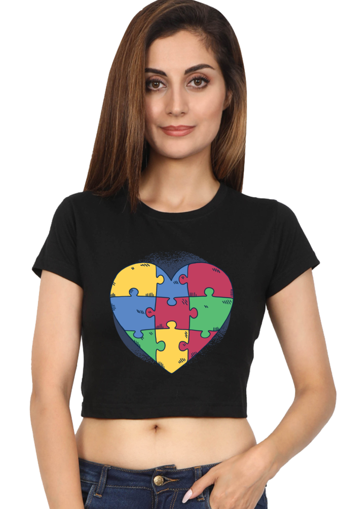 Autism Heart Puzzle Crop Top