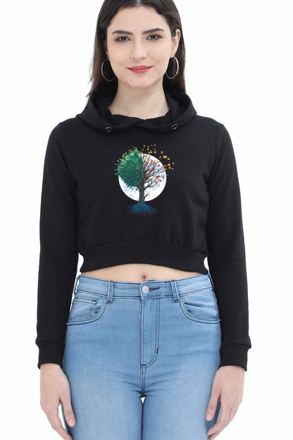 Tree Of Butterflies Autumn Crop Hoodie