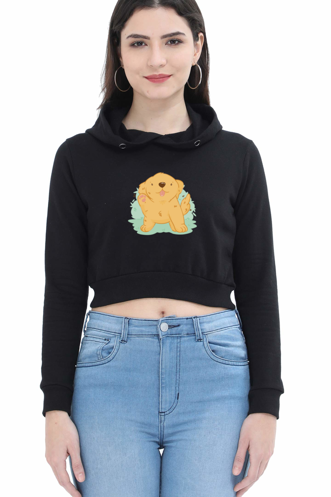 Golden Kawaii Crop Hoodie