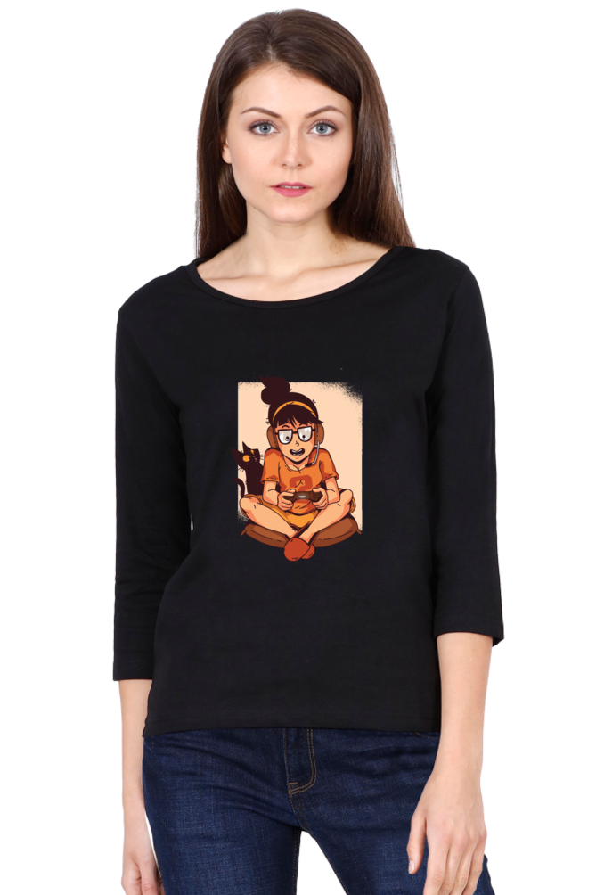 Gamer Girl Round Neck Full Sleeve